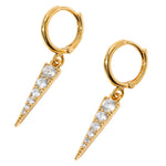 Real Gold Plated Z Sparkle Spike Charm Huggies Earrings For Women By Accessorize London