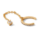 Real Gold Plated Z Single Sparkle Chain Stud Earcuff Earring For Women By Accessorize London