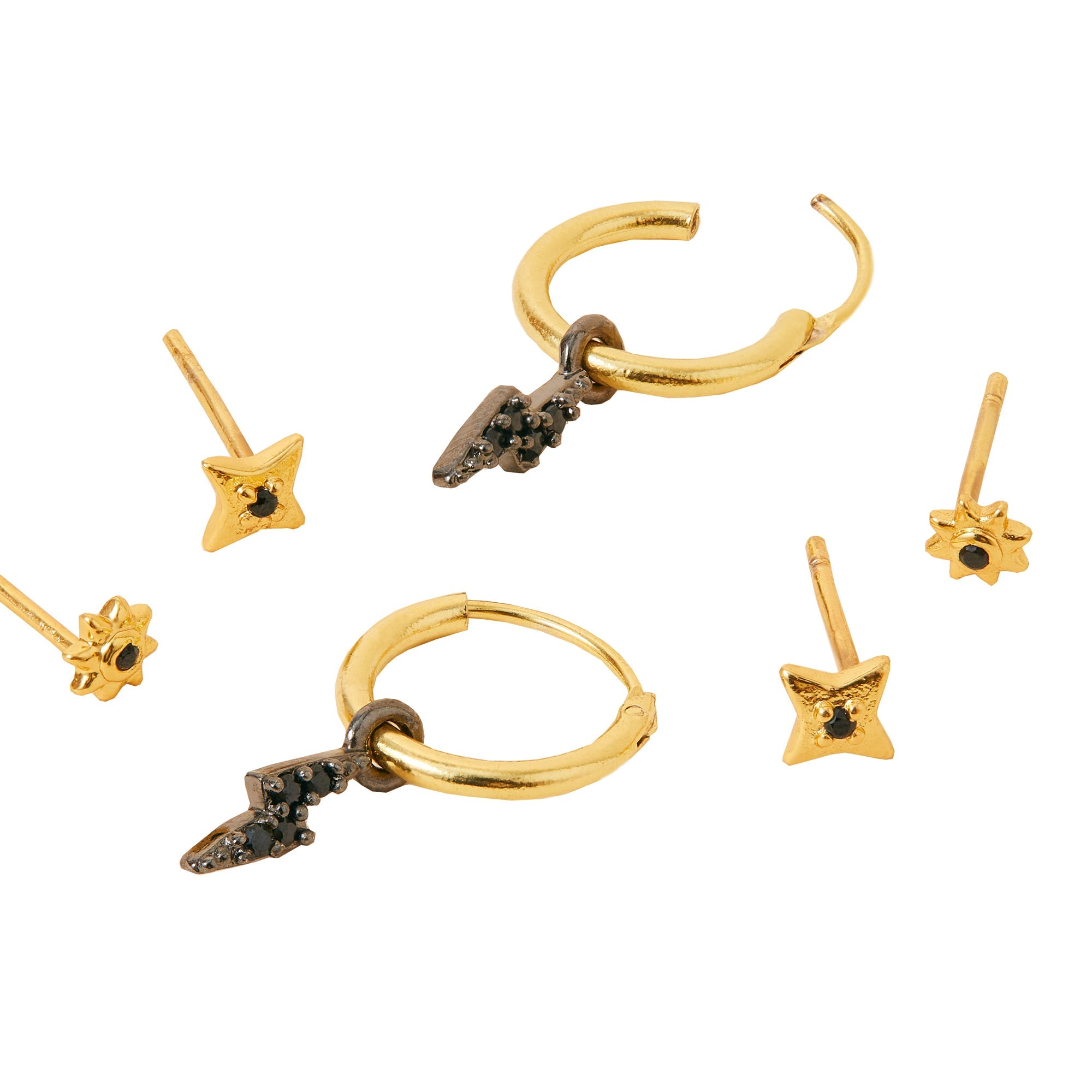 Real Gold Plated Z Rhodium Earrings Set of 3 For Women By Accessorize London
