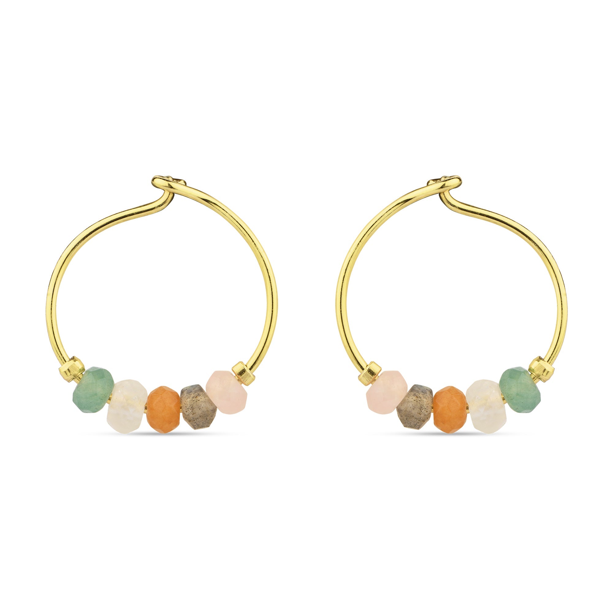 Real Gold Plated Z Healing Stone Hoops Earrings For Women By Accessorize London