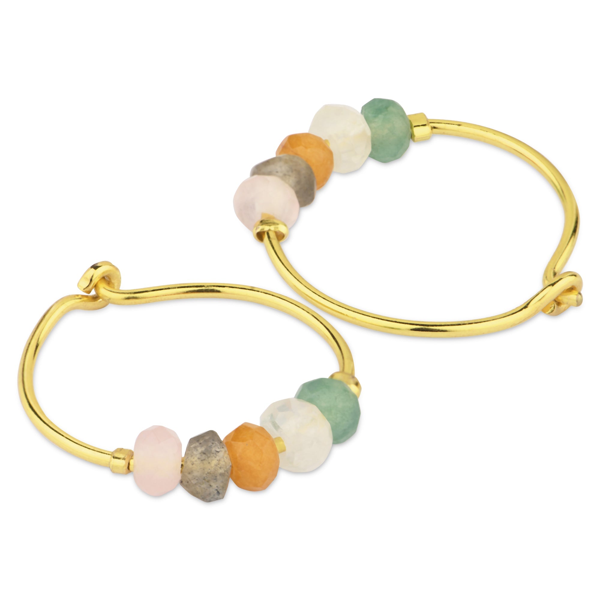 Real Gold Plated Z Healing Stone Hoops Earrings For Women By Accessorize London