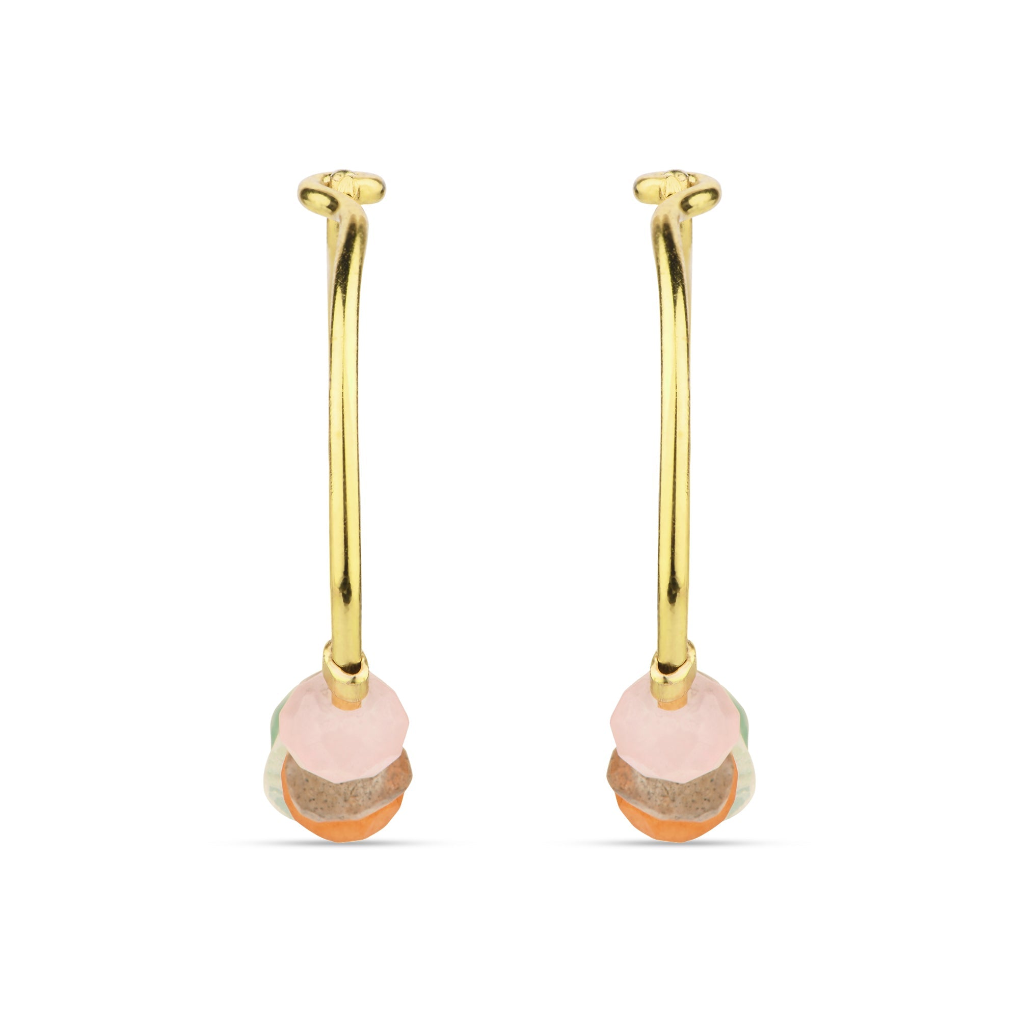 Real Gold Plated Z Healing Stone Hoops Earrings For Women By Accessorize London