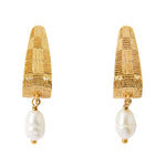 Real Gold Plated Z Grecian Pearl Drop Earrings For Women By Accessorize London