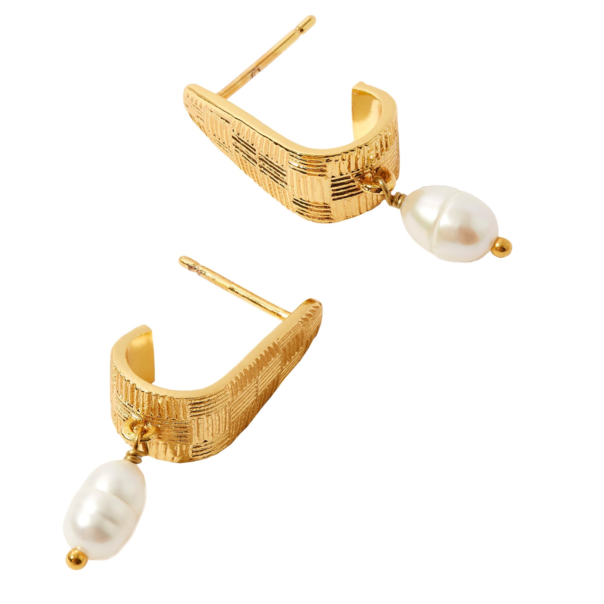 Real Gold Plated Z Grecian Pearl Drop Earrings For Women By Accessorize London
