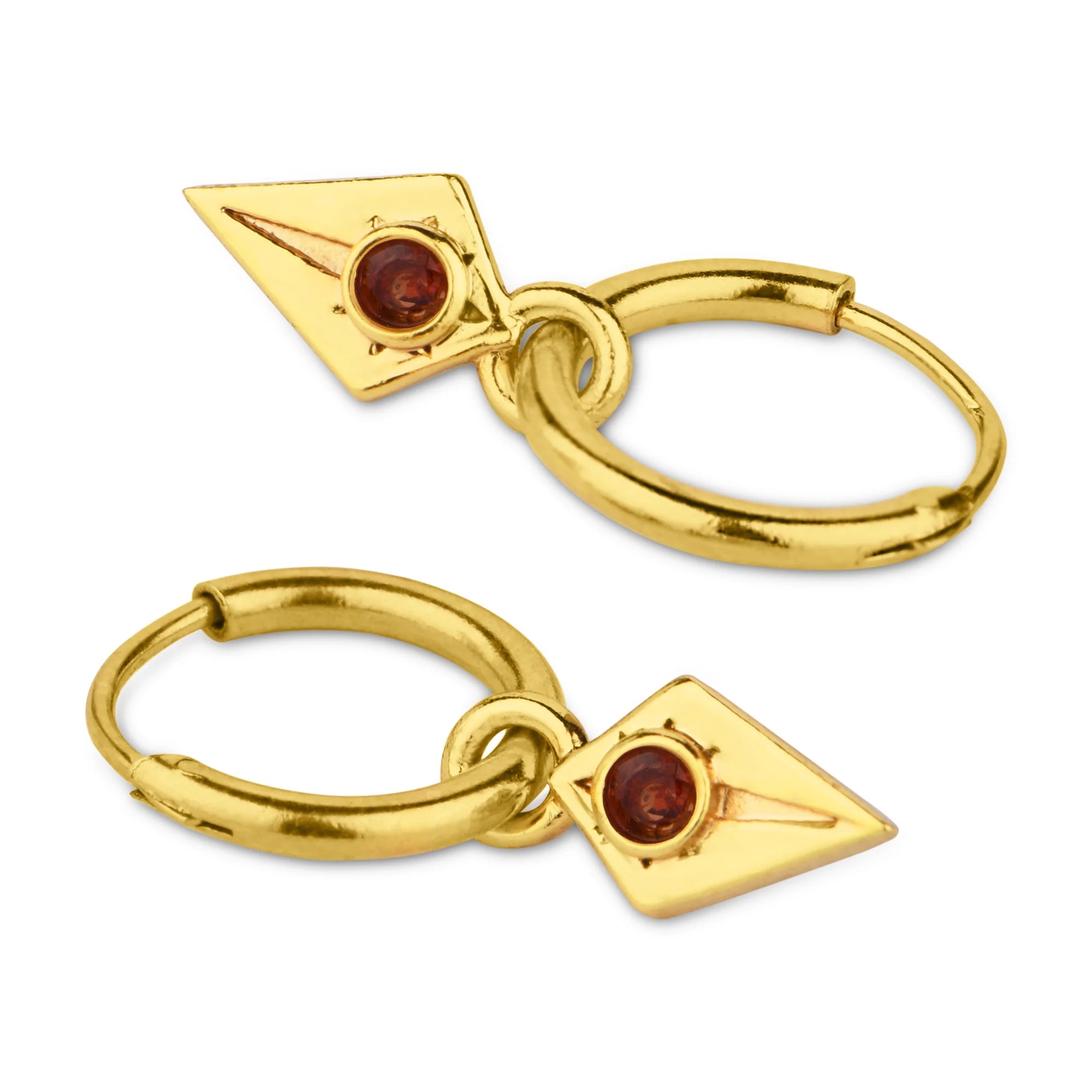 Real Gold Plated Z Red Birthstone Triangle Hoops Earring For Women By Accessorize London