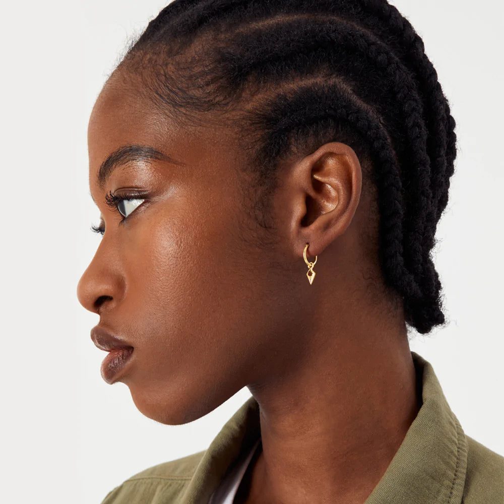 Real Gold Plated Z Red Birthstone Triangle Hoops Earring For Women By Accessorize London