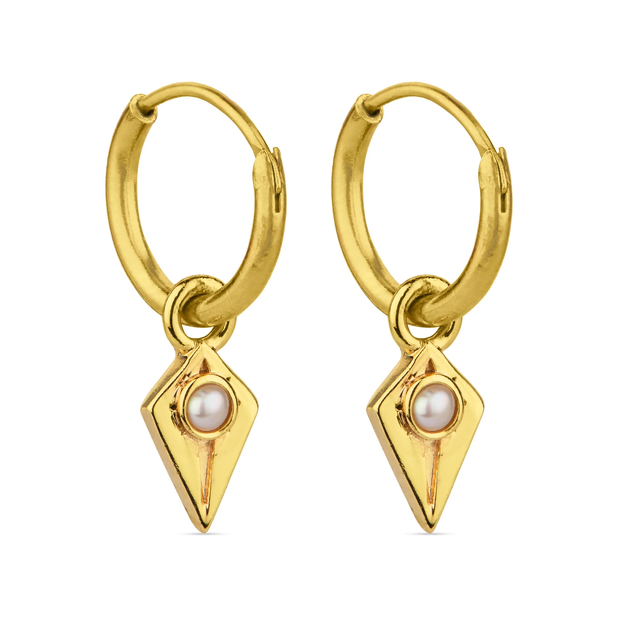 Real Gold Plated Z Pearls Triangle Hoops Earring For Women By Accessorize London