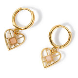 Real Gold Plated Z Power Stone Charm Rose Quartz Huggies Hoop Earrings For Women By Accessorize London