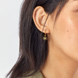 Real Gold Plated Z Power Stone Charm Aventurine Huggies Hoop Earrings For Women By Accessorize London