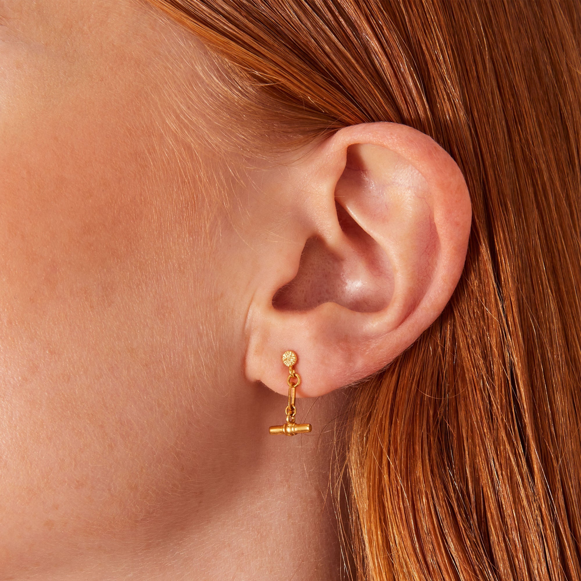 Real Gold Plated Z Modern Heirloom T-Bar Earrings For Women By Accessorize London