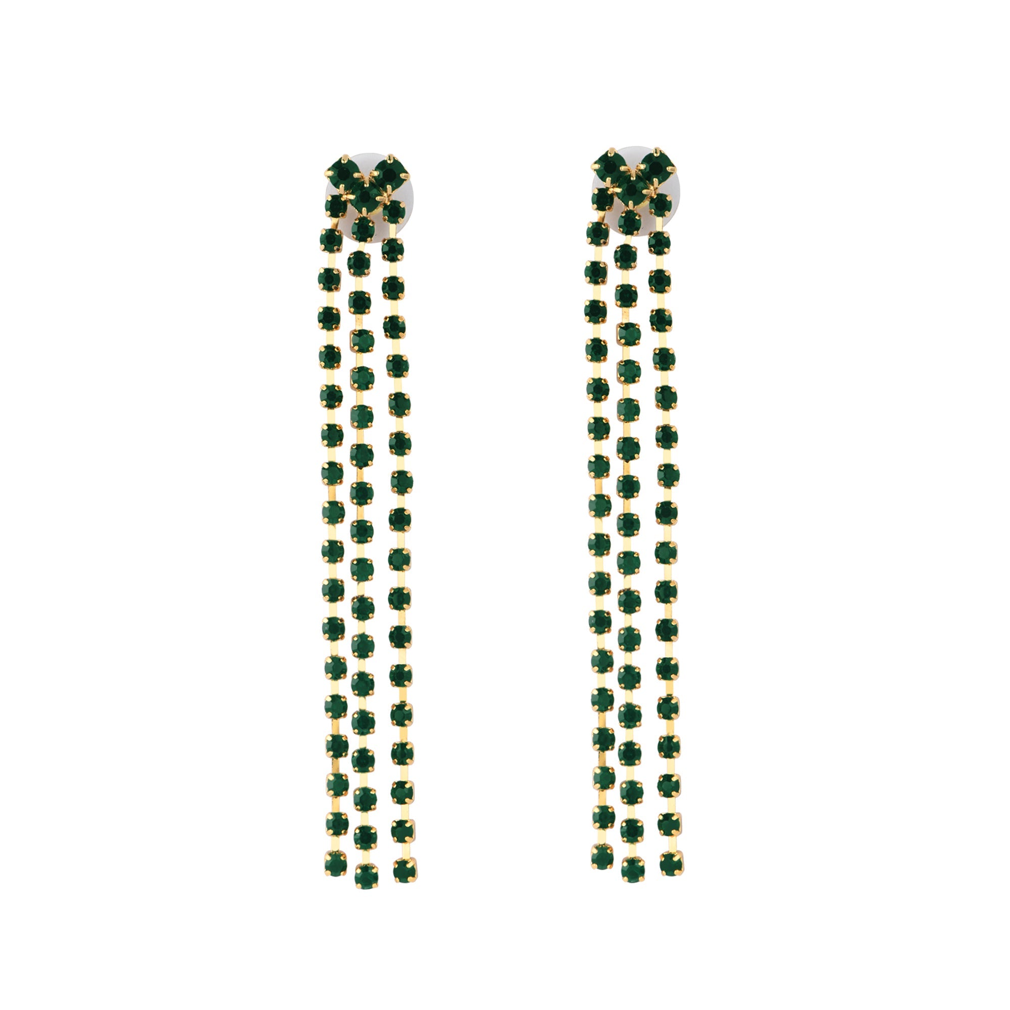 Real Gold Plated Z Limited Green Long Earrings For Women By Accessorize London
