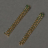 Real Gold Plated Z Limited Green Long Earrings For Women By Accessorize London