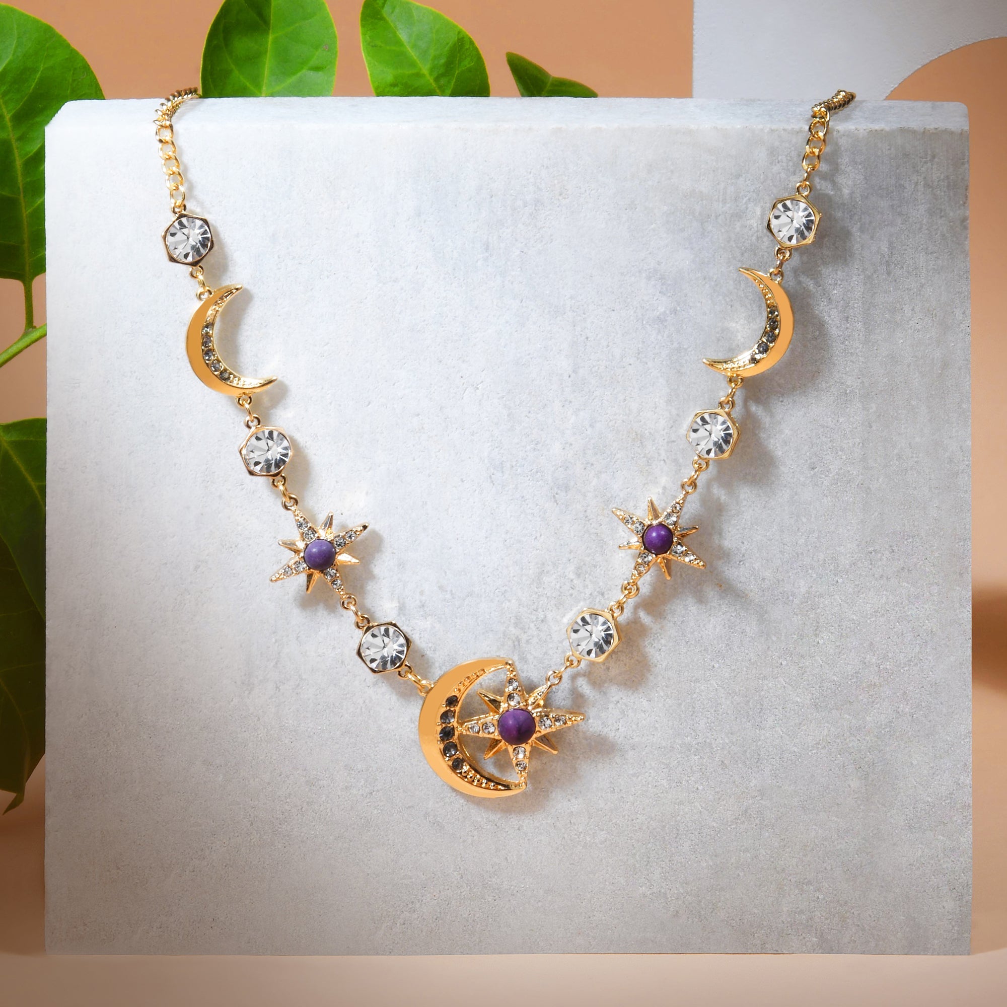 Accessorize London Women's Crystal Celestial Statement Star Moon Necklace