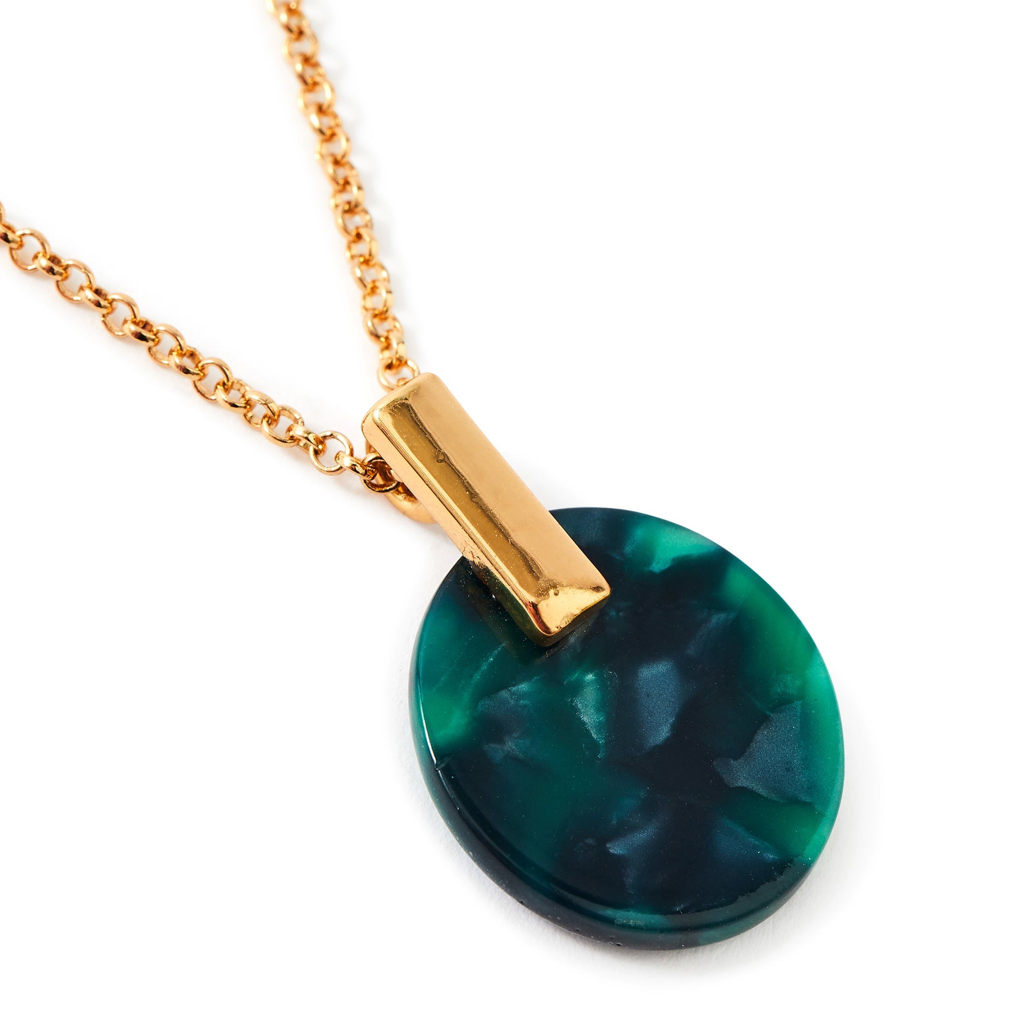 Accessorize London Women's Green Willow Resin Disc Short Pendant Necklace