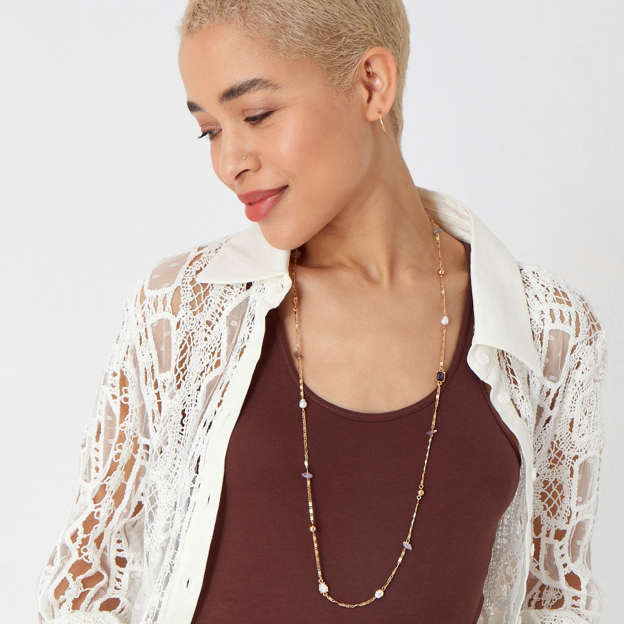Accessorize London Women's Multi Celestial Beaded Stones Rope Necklace
