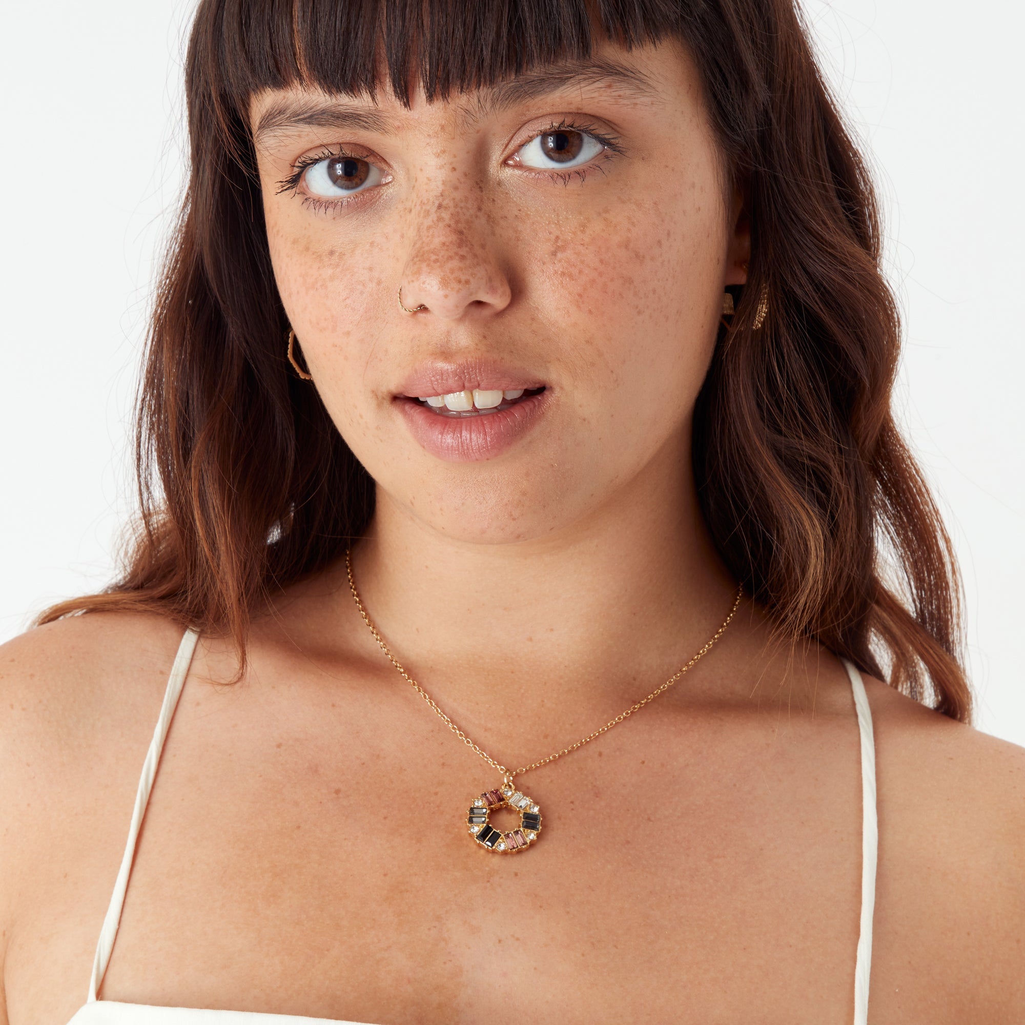 Accessorize London Women's Gold Baguette circle pendant necklace
