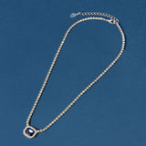 Accessorize London Women's Blue Cup chain halo pendant necklace