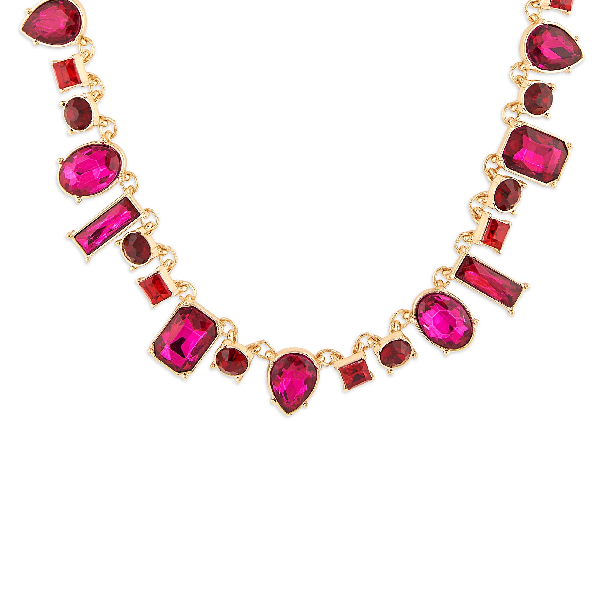 Accessorize London Women's Pink Eclectic Gem Statement Necklace