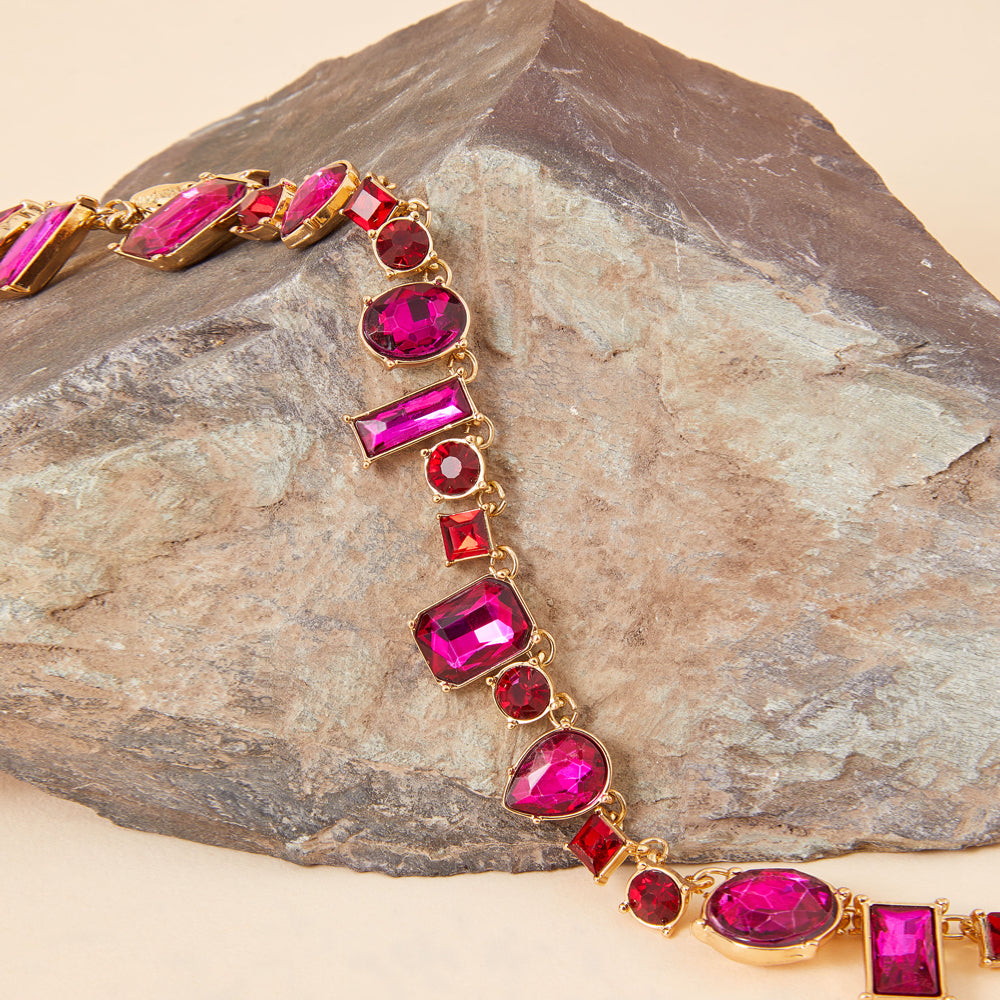 Accessorize London Women's Pink Eclectic Gem Statement Necklace