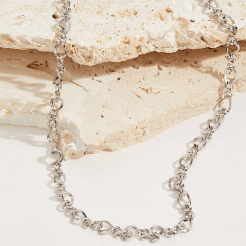 Accessorize London Women's Water Proof Silver Stainless Steel Fancy Chain Necklace