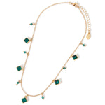 Accessorize London Women's Green Willow Ditsy Gem Drop Collar Necklace