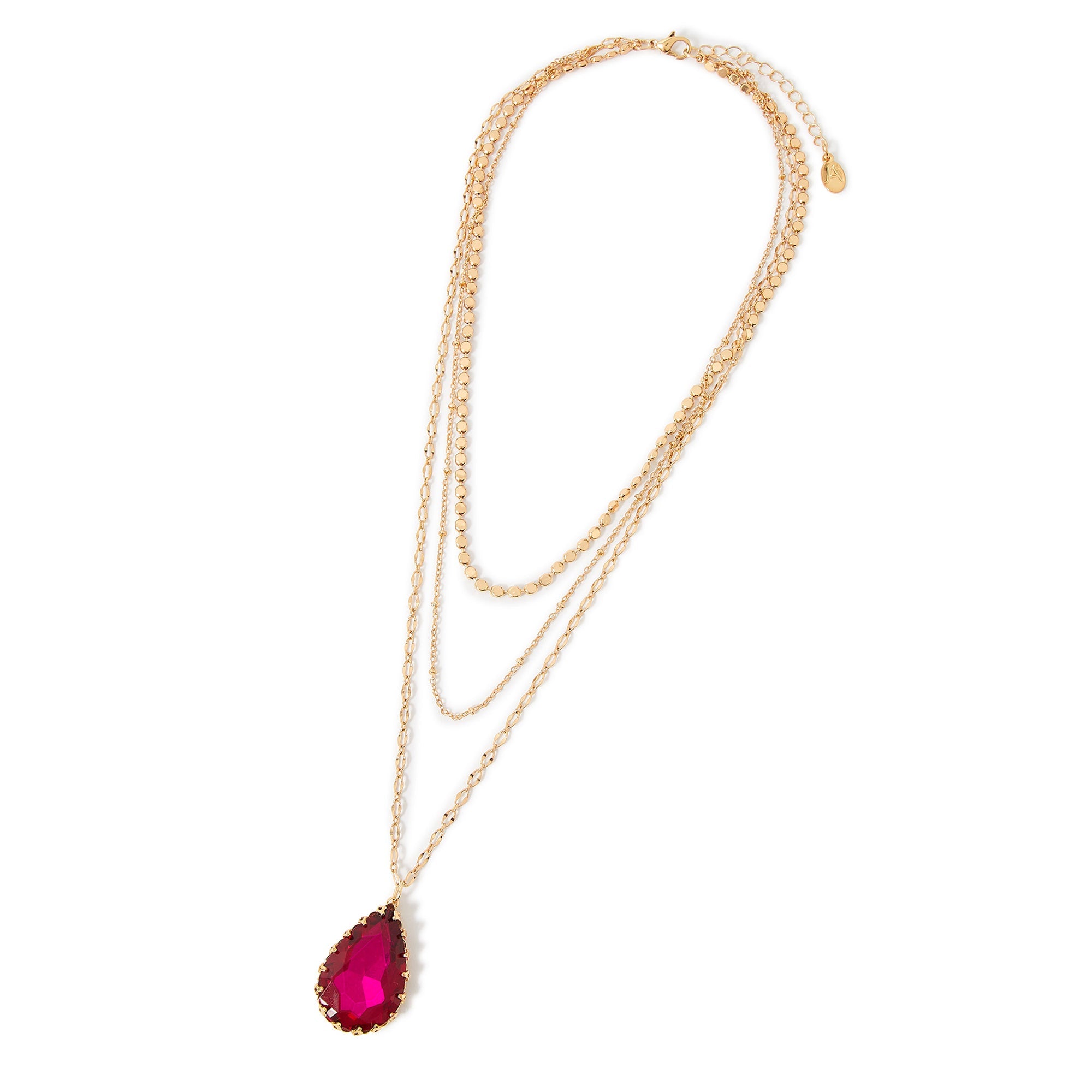 Accessorize London Women's Pink Willow Set of 3 Fancy Gem Multi Row Necklace
