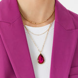 Accessorize London Women's Pink Willow Set of 3 Fancy Gem Multi Row Necklace