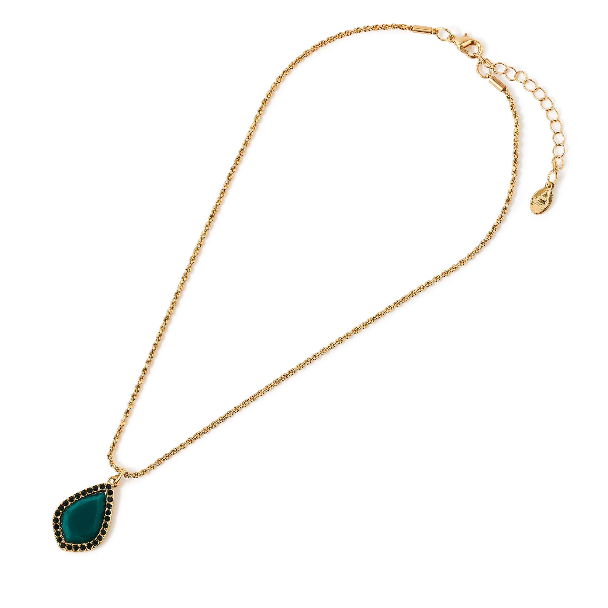 Accessorize London Women's Green Willow Halo Stone Short Pendant Necklace