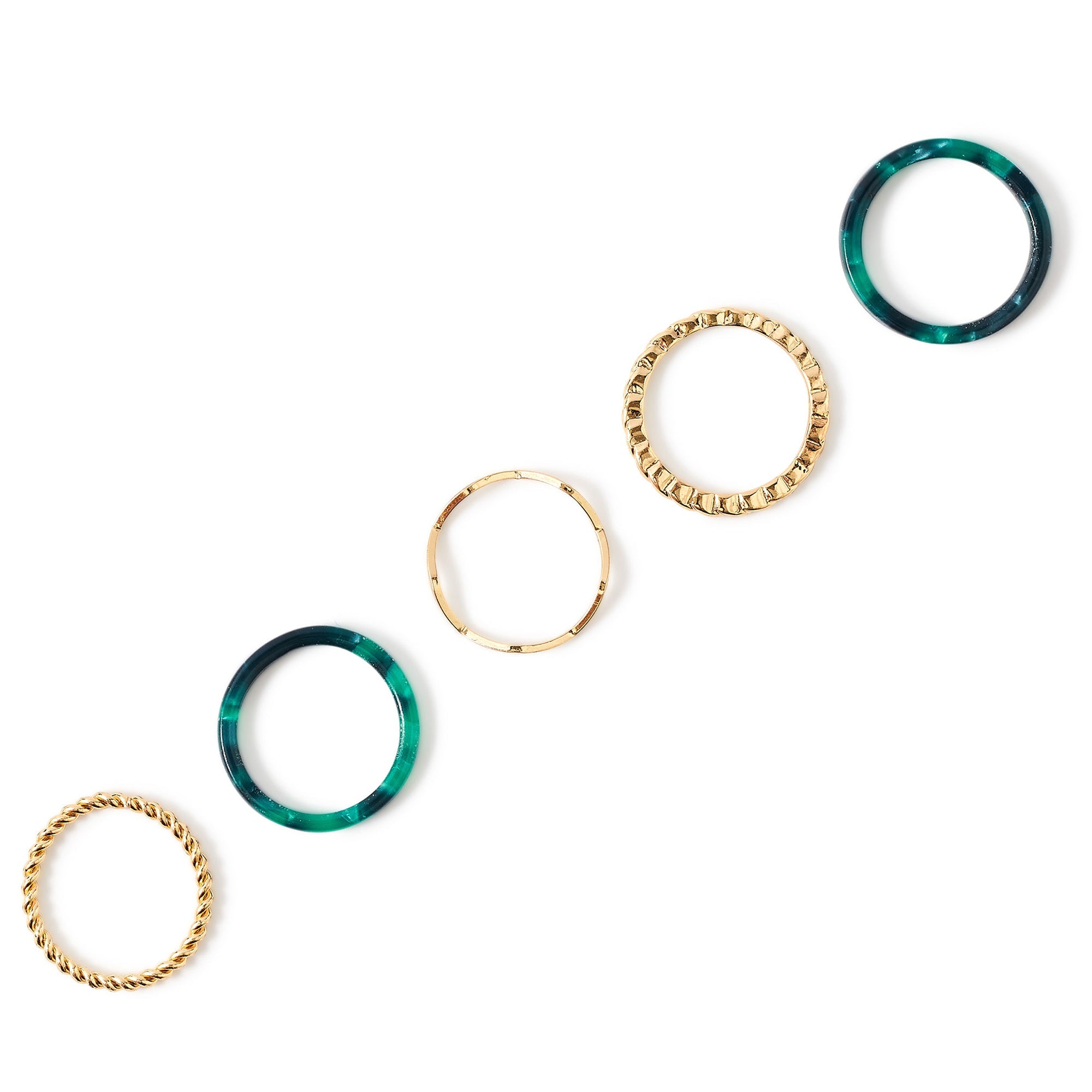 Accessorize London Women'S Multi Willow Set Of 5 Resin Ring Pack- Large