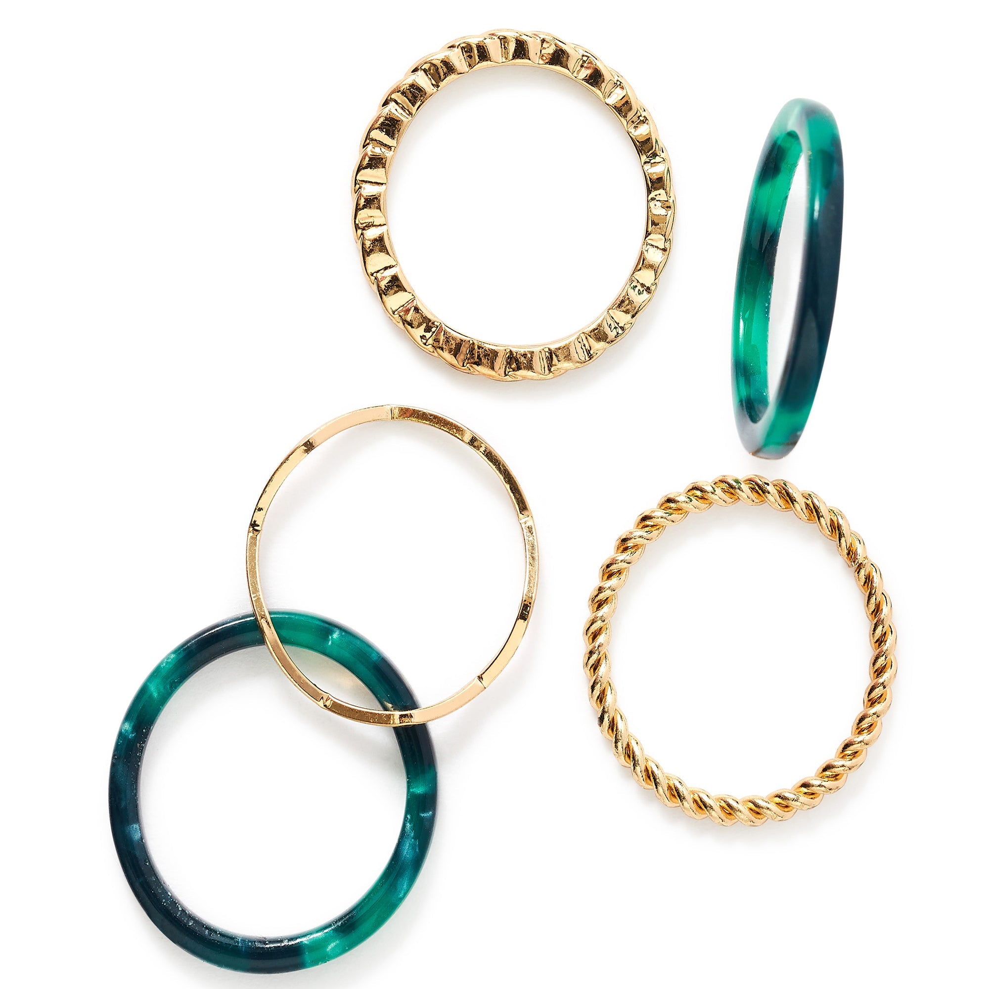 Accessorize London Women'S Multi Willow Set Of 5 Resin Ring Pack- Large