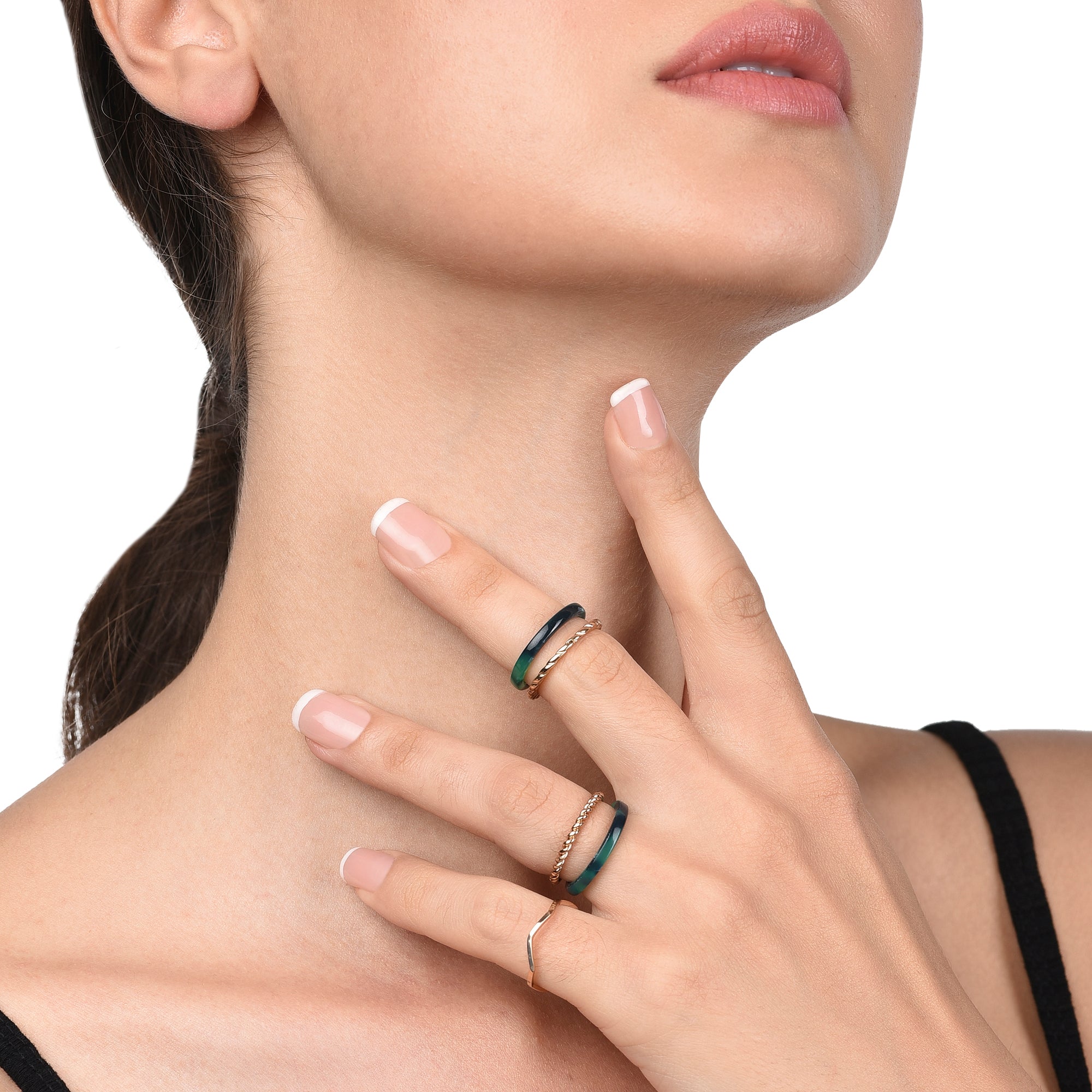 Accessorize London Women'S Multi Willow Set Of 5 Resin Ring Pack- Large