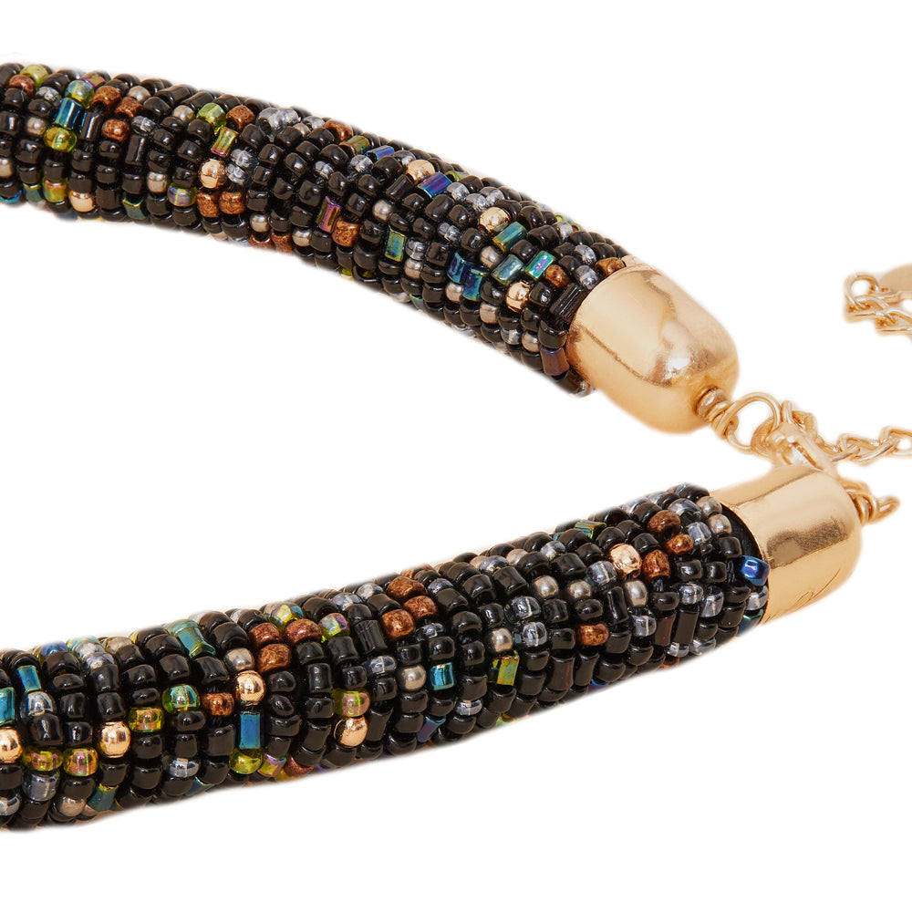 Accessorize London Women's Black Beaded Tube Collar Necklace