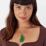 Accessorize London Women's Green Celestial Stone Slice Statement Pendant