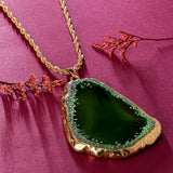 Accessorize London Women's Green Celestial Stone Slice Statement Pendant