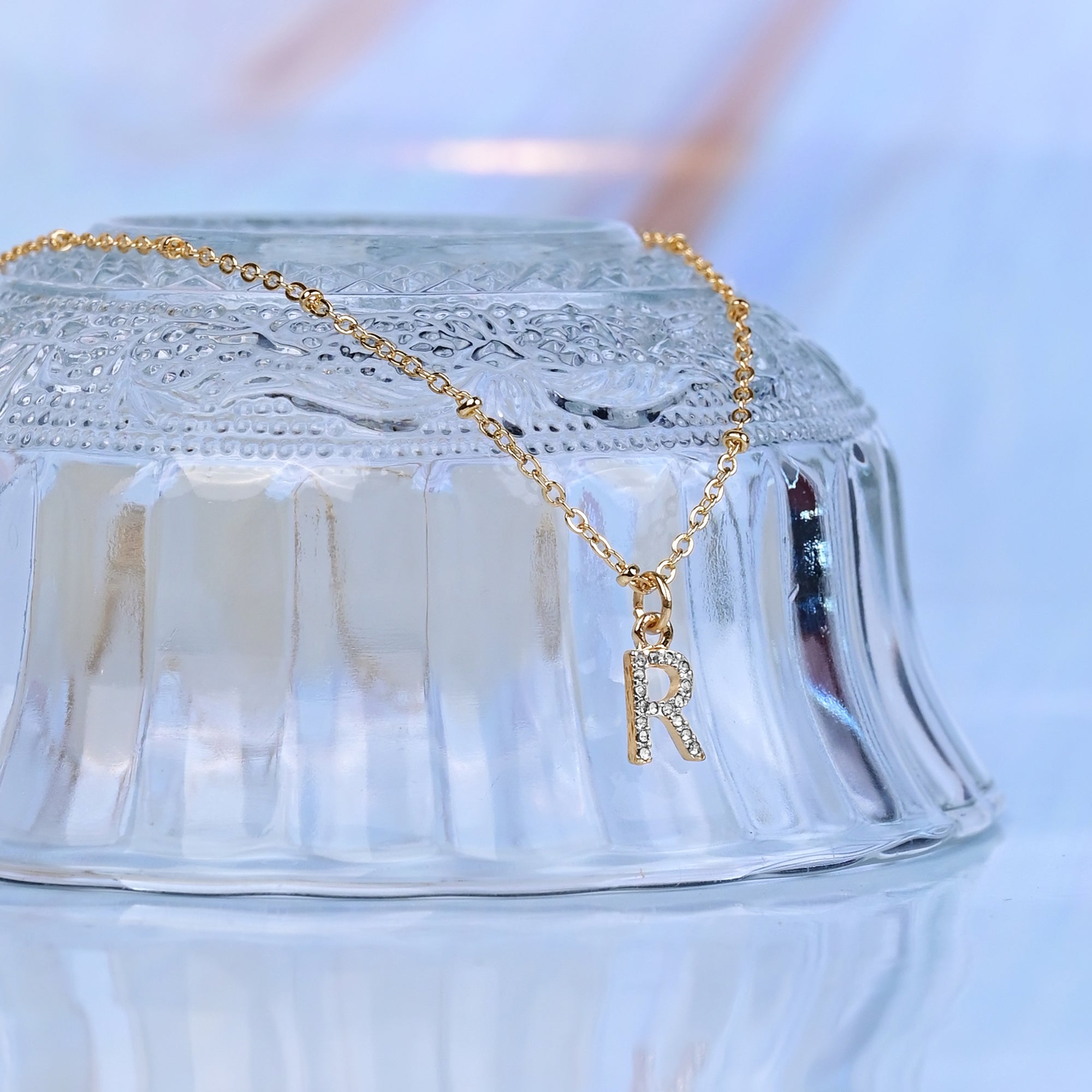 Accessorize London Women's Gold Initial "R" Sparkle Pendant Necklace