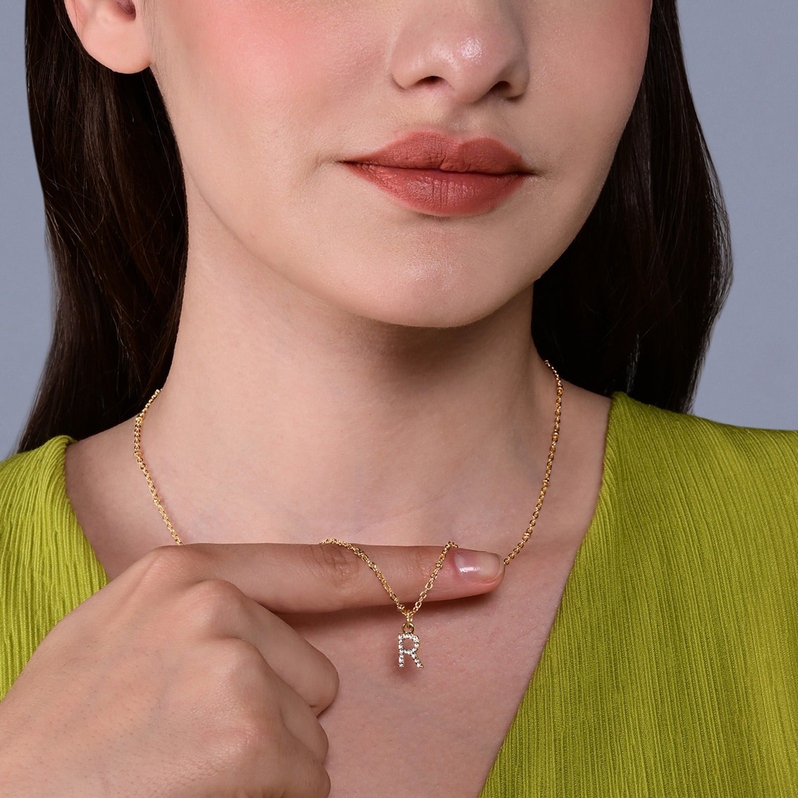 Accessorize London Women's Gold Initial "R" Sparkle Pendant Necklace