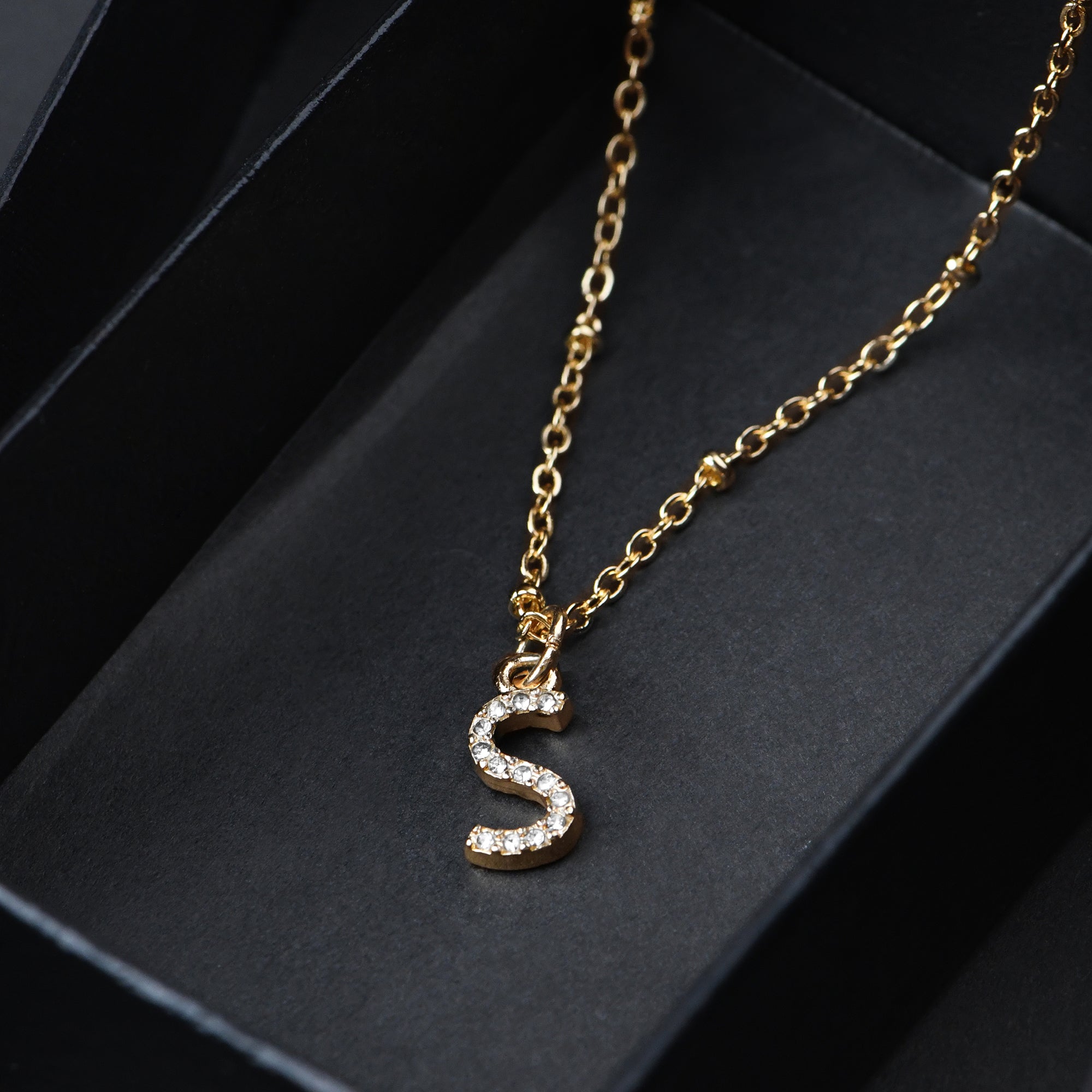 Accessorize London Women's Gold Initial "S" Sparkle Pendant Necklace