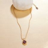 Accessorize London Women's Purple Amber Stone Pendant Necklace