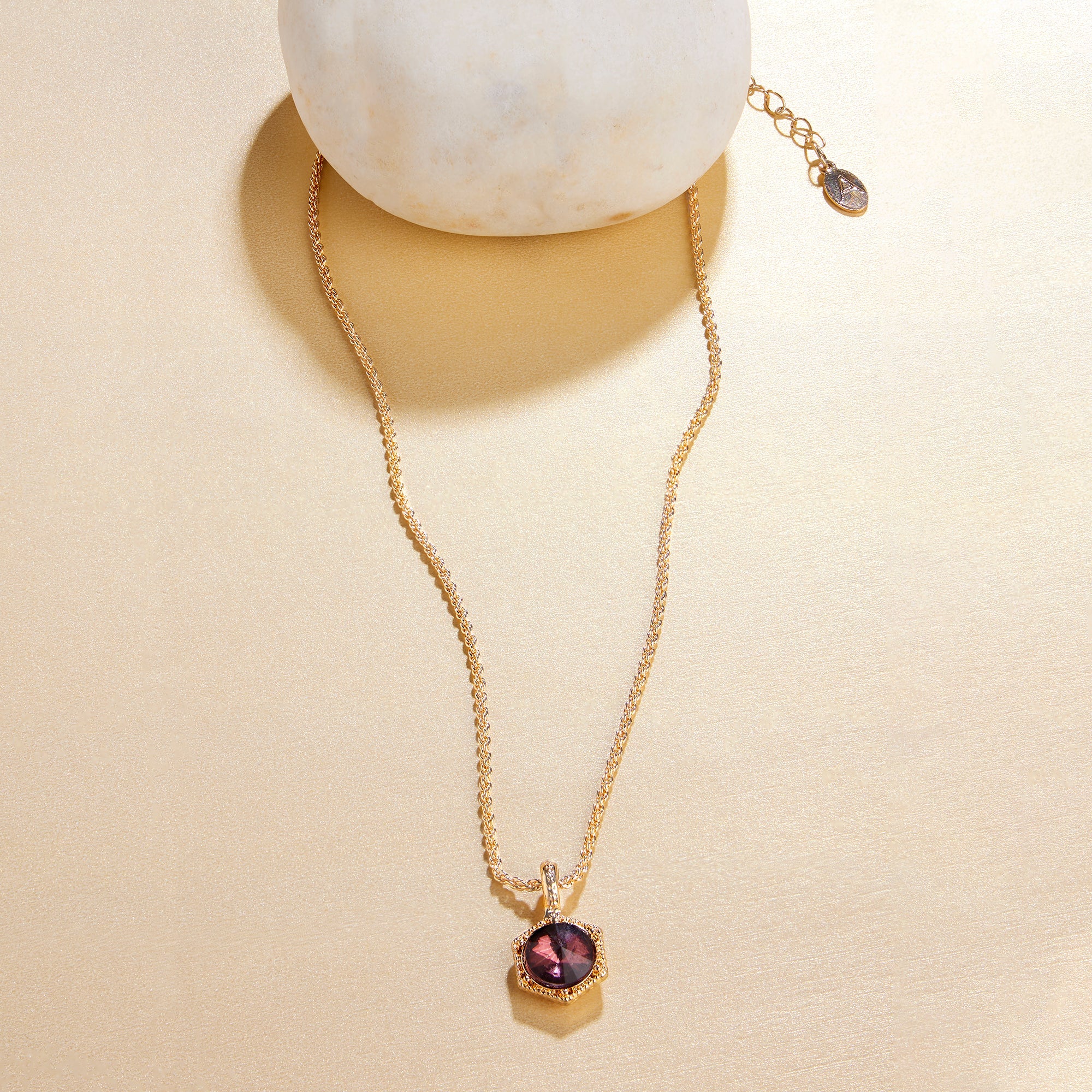 Accessorize London Women's Purple Amber Stone Pendant Necklace