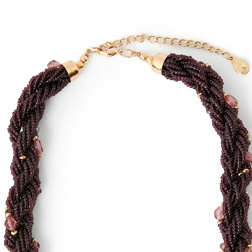 Accessorize London Women's Purple Amber Beaded Twisted Collar Necklace
