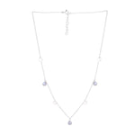 925 Pure Sterling Silver Blue Agate Station Necklace For Women