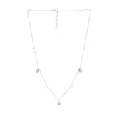 925 Pure Sterling Silver Blue Agate Station Necklace For Women