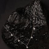 925 Pure Sterling Silver Blue Agate Station Necklace For Women