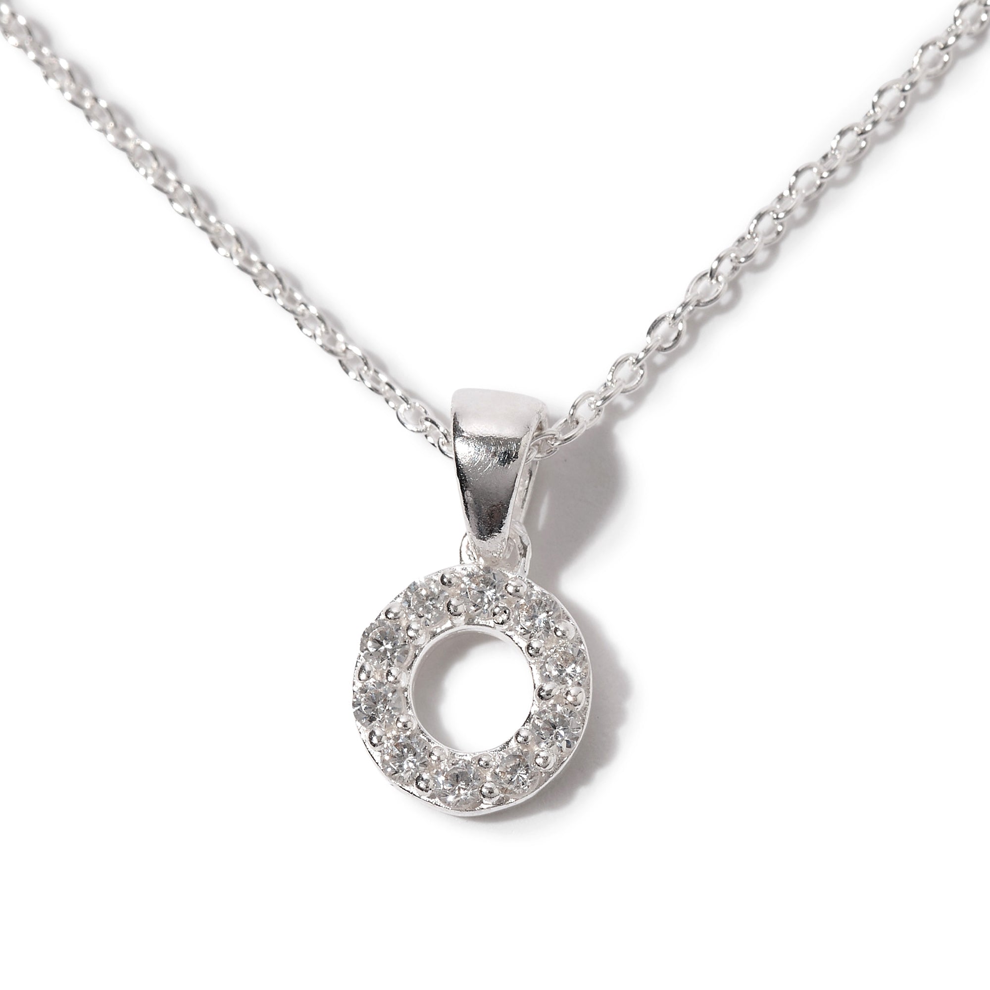 925 Pure Sterling Silver Sparkle Circle Pendant Necklace For Women