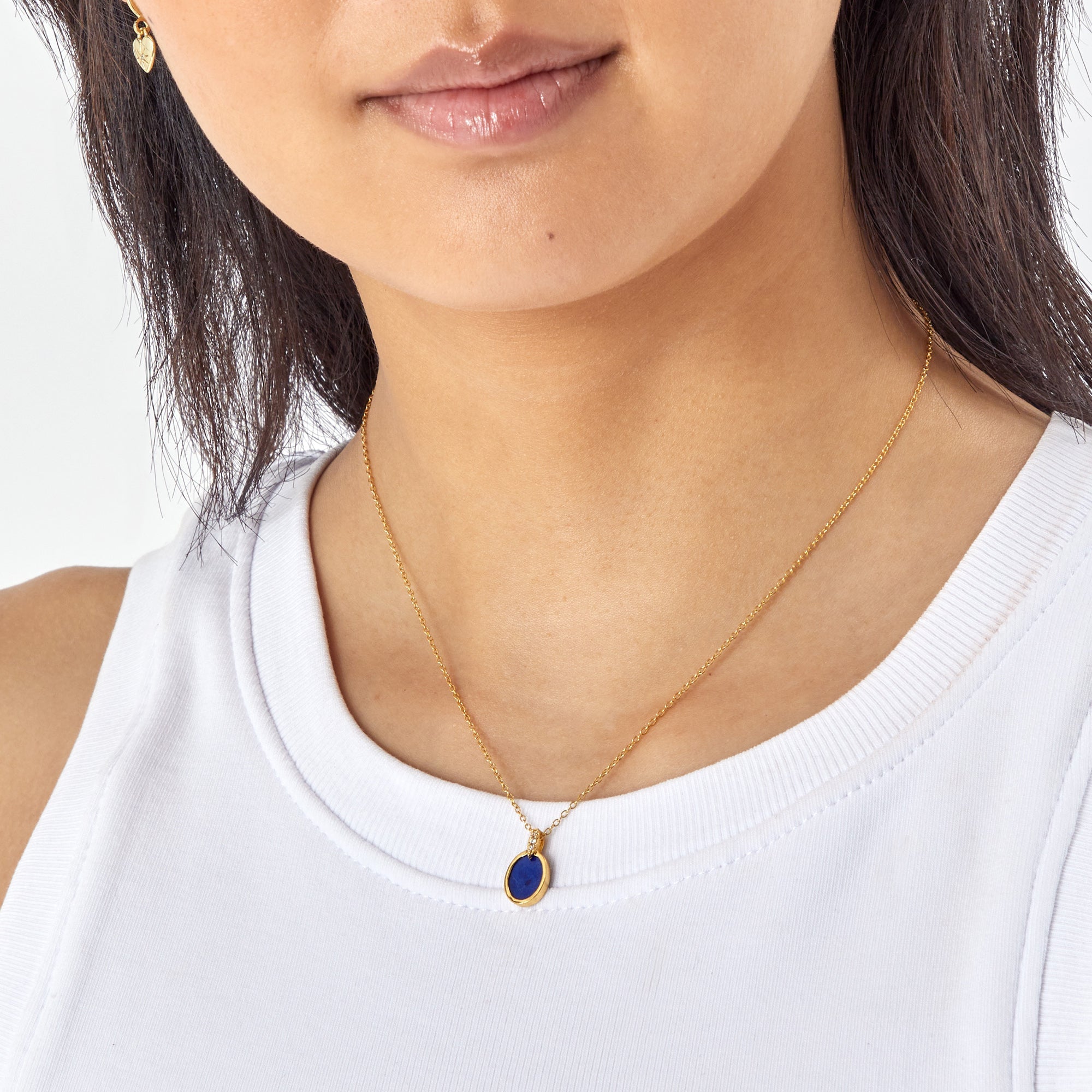 Real Gold Plated Z Healing Stone Lapis Pendant Necklace For Women By Accessorize London