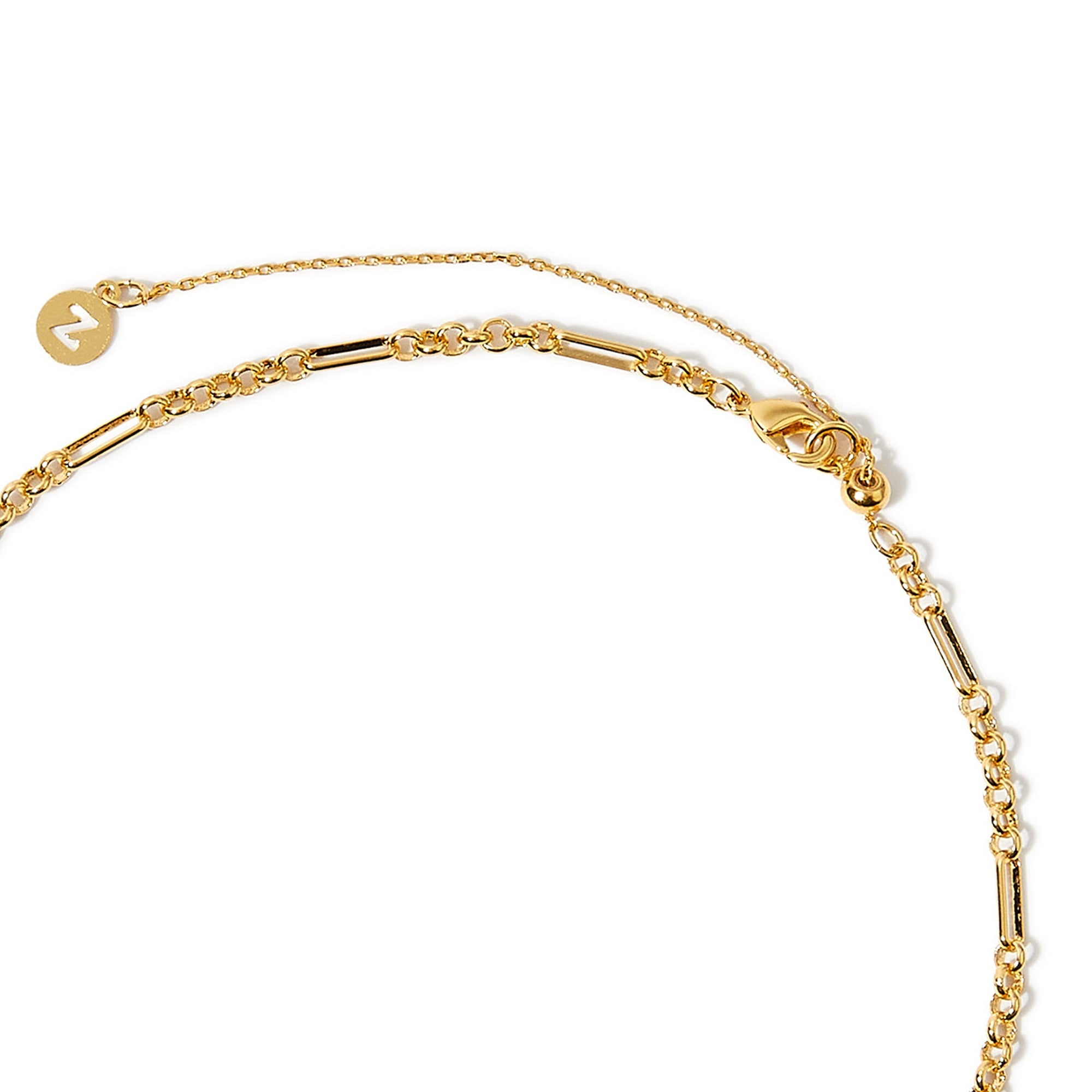 Real Gold Plated Z Figaro Chain Choker Necklace For Women By Accessorize London