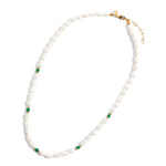 Real Gold Plated Z Pearl And Aventurine Bead Necklace For Women By Accessorize London