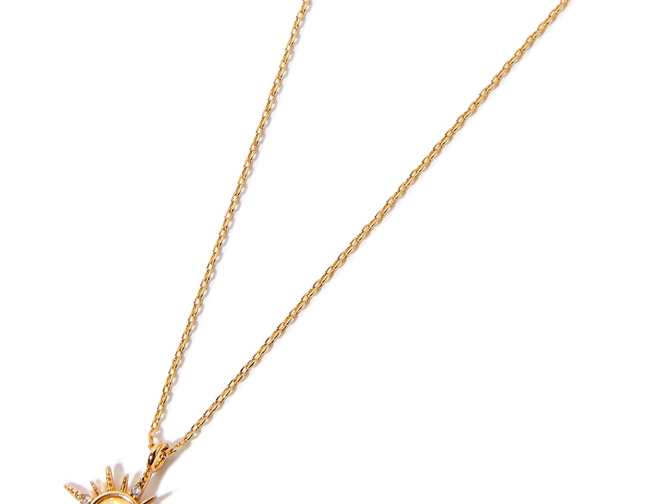 Real Gold Plated Opal Starburst Pendant Necklace For Women By Accessorize London