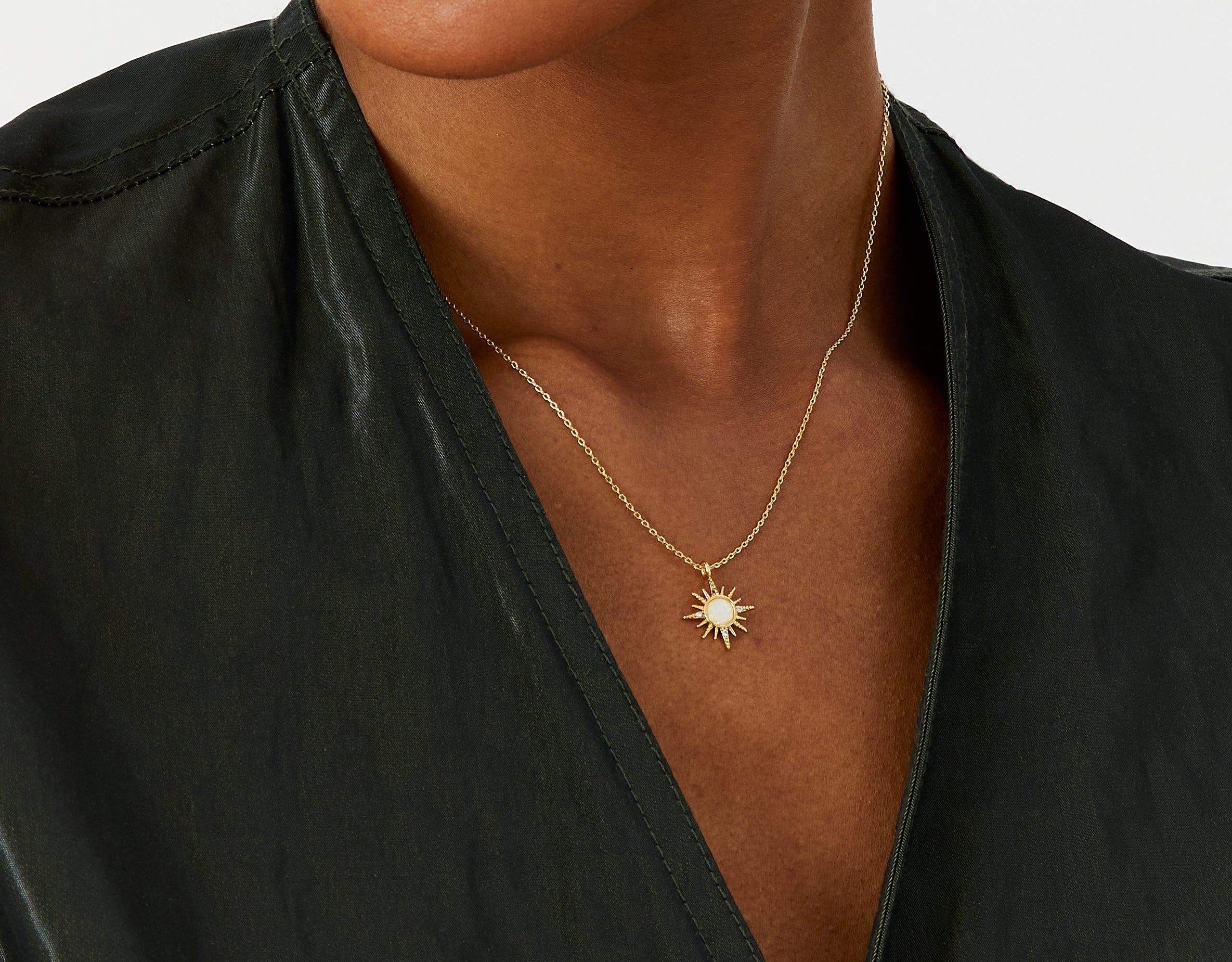 Real Gold Plated Opal Starburst Pendant Necklace For Women By Accessorize London