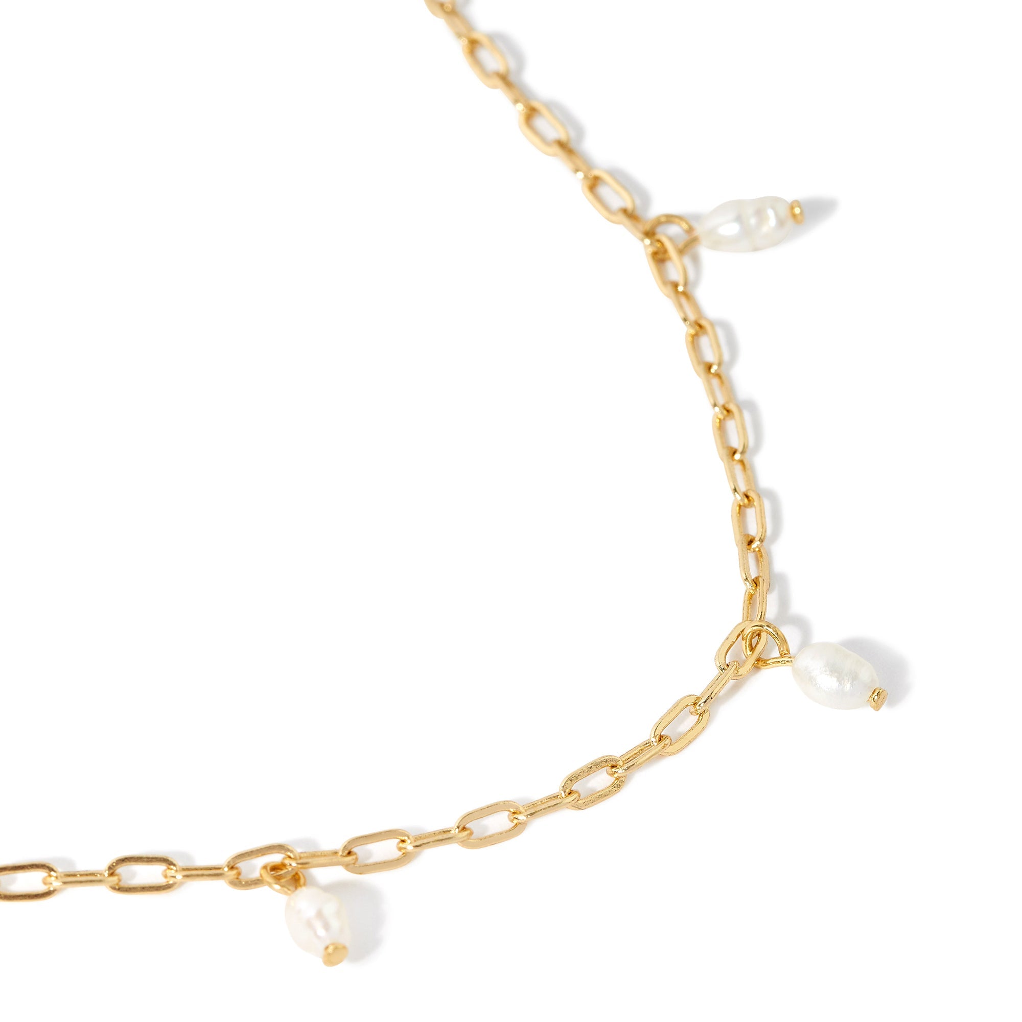 Real Gold Plated Pearl Charm Station Necklace For Women By Accessorize London